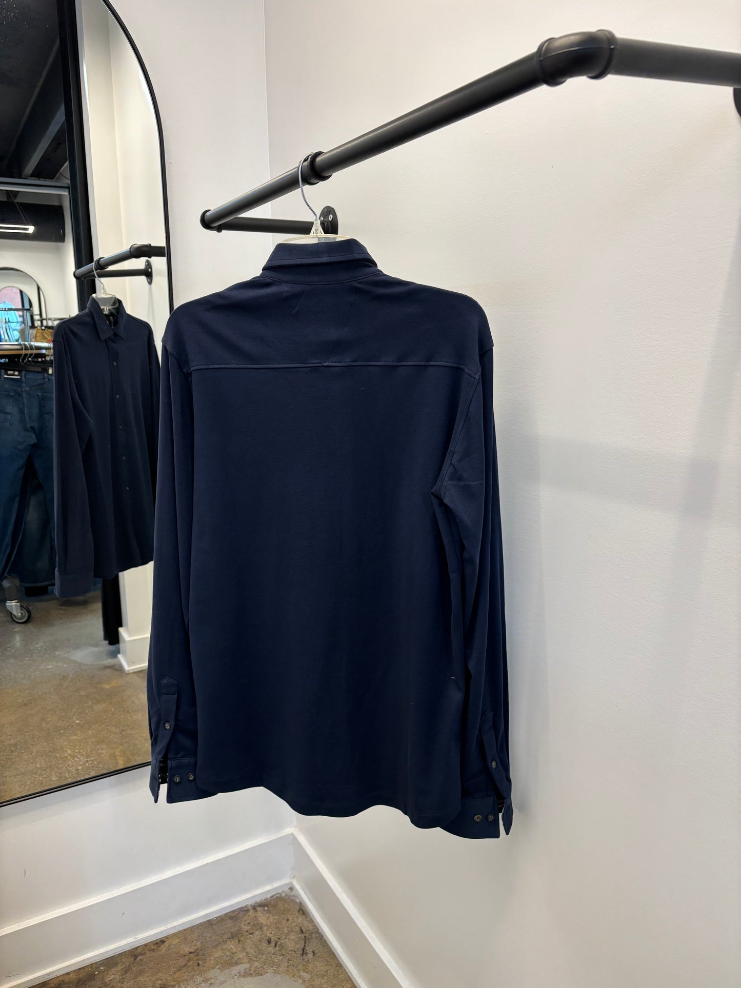 Navy collared button-down long sleeve