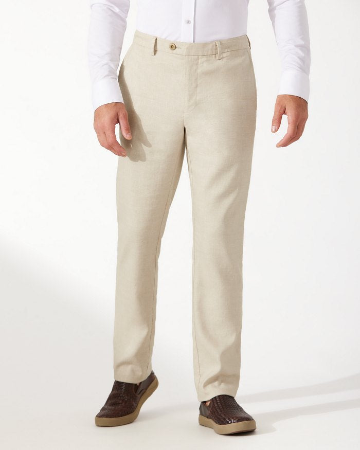 Lahaina Bay Linen-Blend Flat-Front Pants — Khaki – The Towne Shoppe