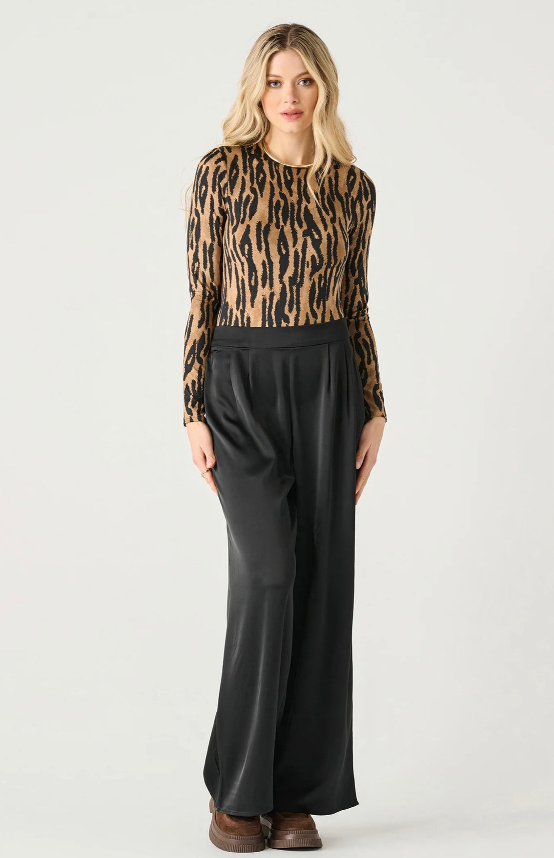 High Waist Satin Wide Leg Pant