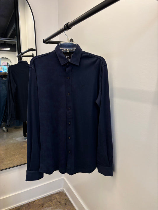 Navy collared button-down long sleeve
