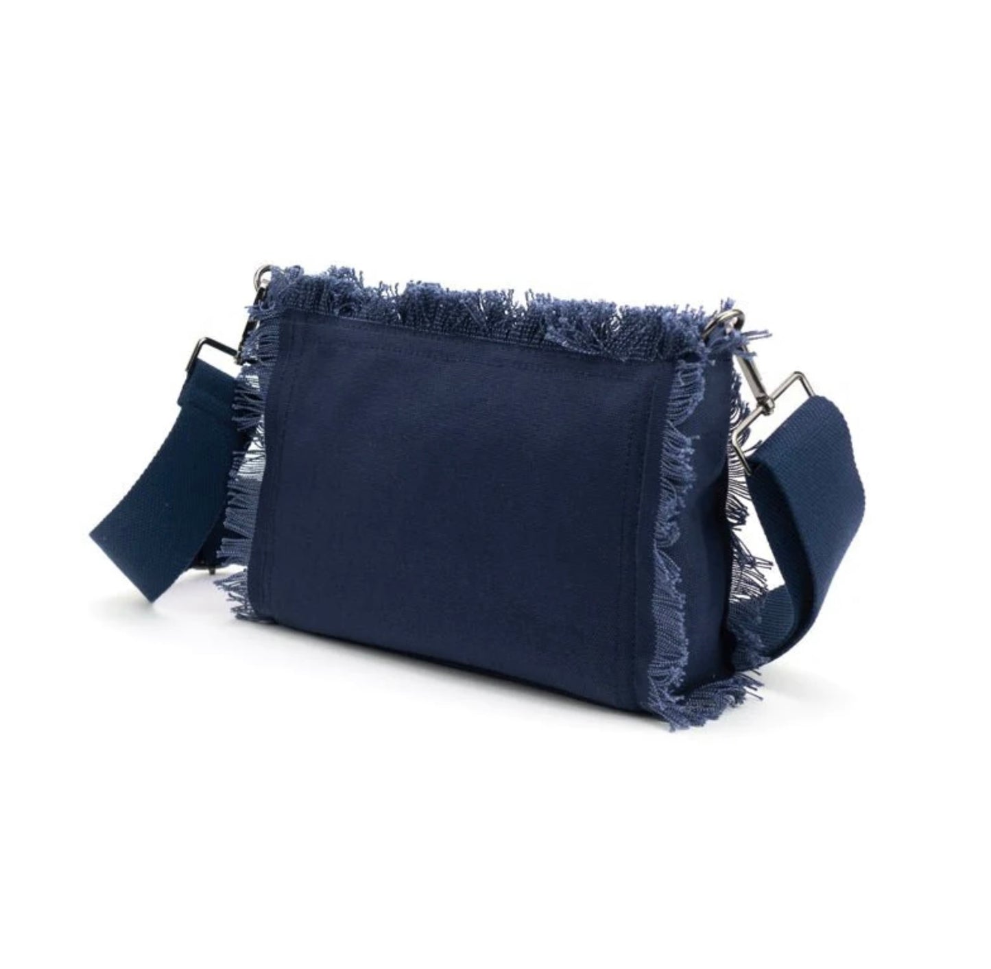 Canvas Fringed Crossbody Bag — Denim Blue