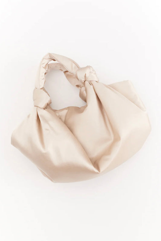 Robyn Satin Knot Bag — Oyster