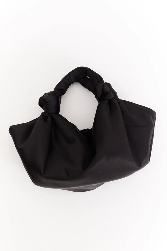 Robyn Satin Knot Bag — Black