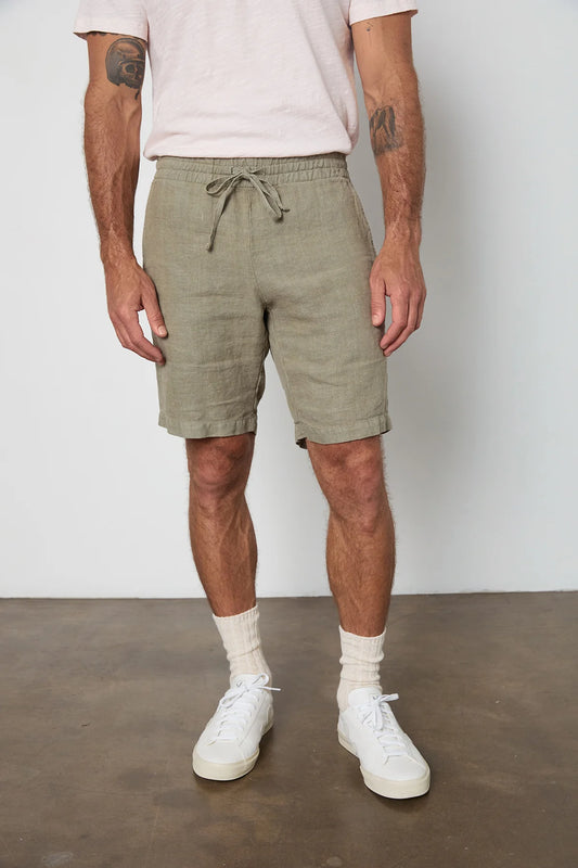 Jonathan Woven Linen Short — Olive