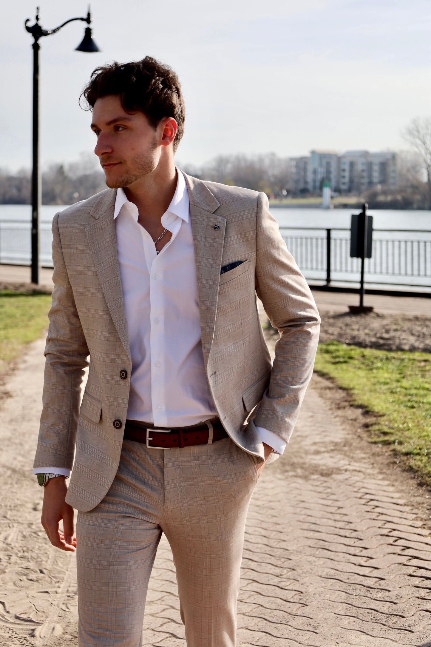 Alvin Checked Suit —Sable