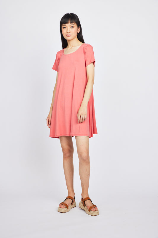 Coral Jersey Shift Dress