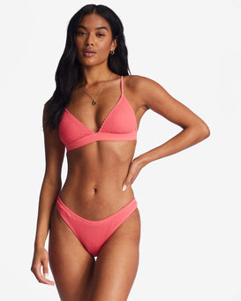 Summer High Fixed Triangle Bikini Top — Coral