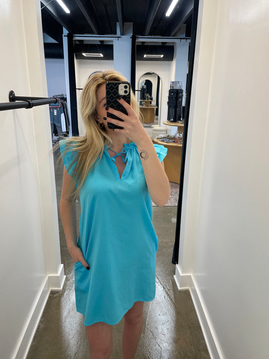 Blue Poplin Solid Dreamy Dress