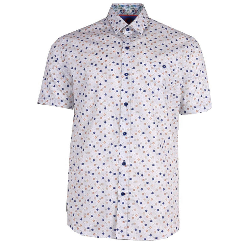 Circles and Lines Print Button Down