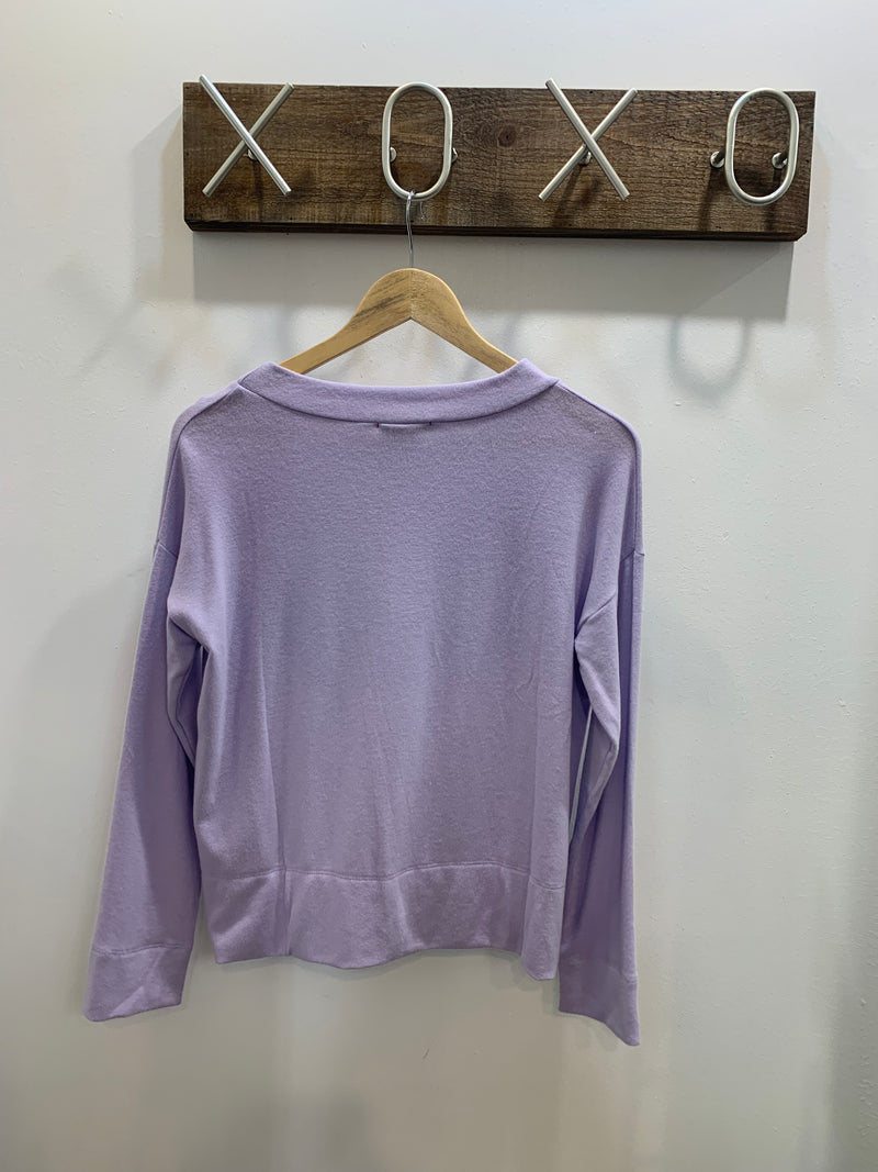 Purple Soft Solid Johnny Sweater