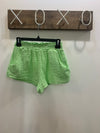 Green Cotton Solid Elastic Waist Shorts