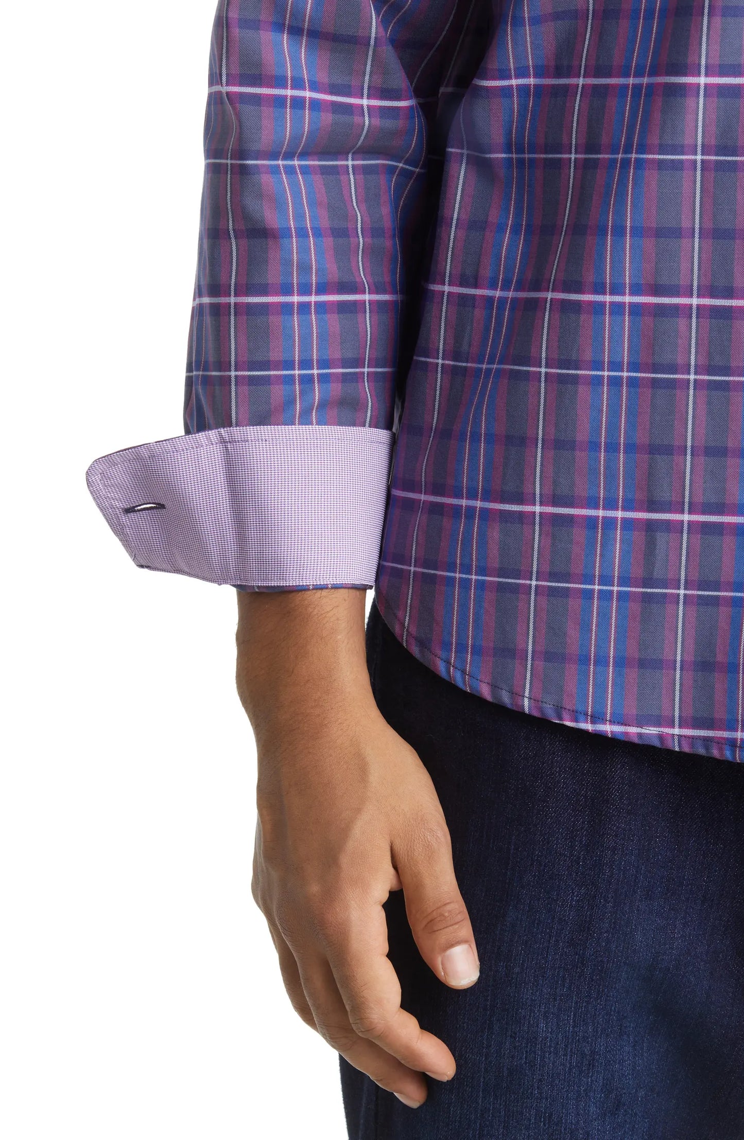 Lazlo Lux Vineyard Check Plaid Shirt — Purple