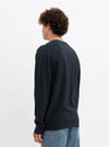 Navy Cotton V-Neck Fine Gauge Sweater