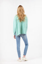 Emma Aqua Round Neck Ribbed Sweater