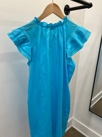 Blue Poplin Solid Dreamy Dress