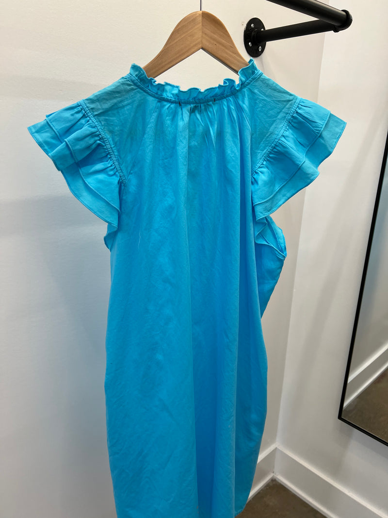 Blue Poplin Solid Dreamy Dress