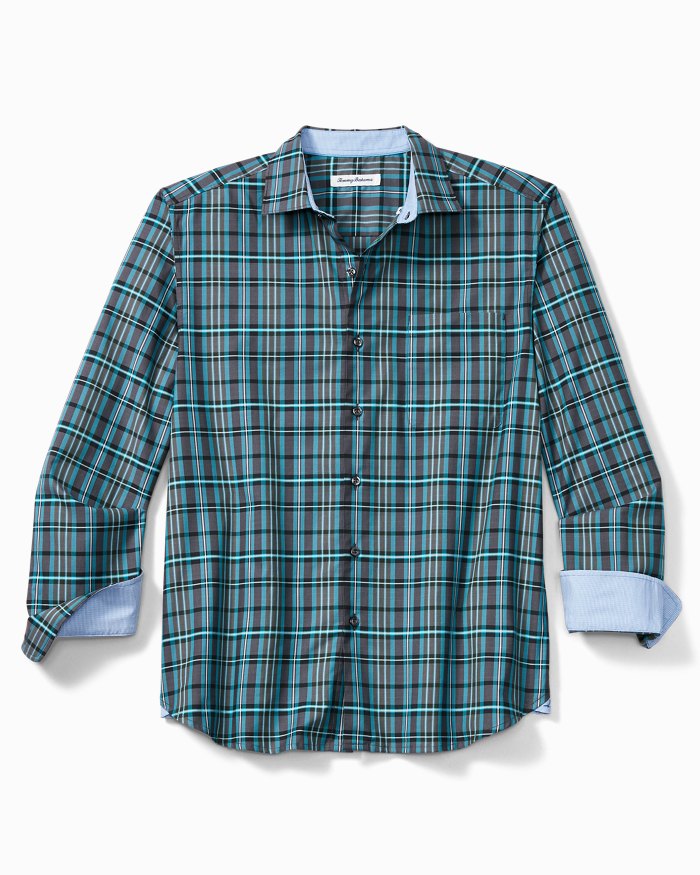Lazlo Lux Vineyard Check Plaid Shirt — Teal