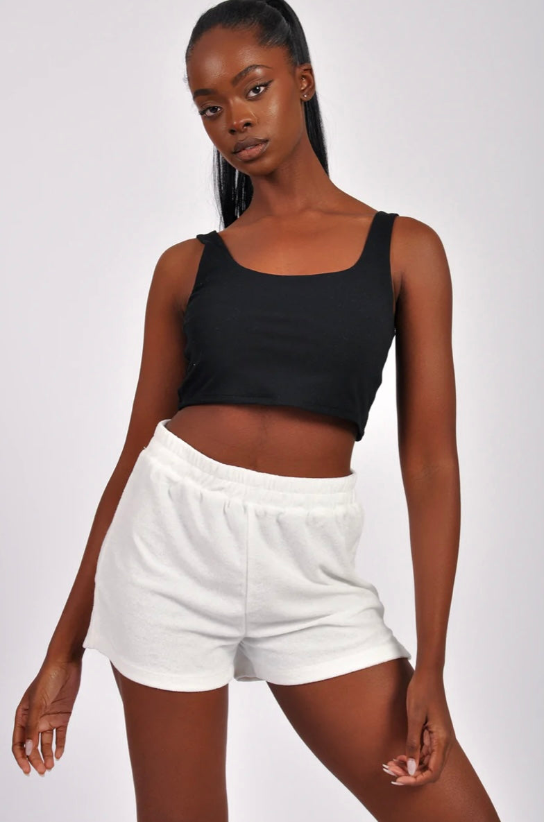 White Terry Cloth Short