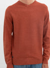 Rust Cotton V-Neck Fine Gauge Sweater