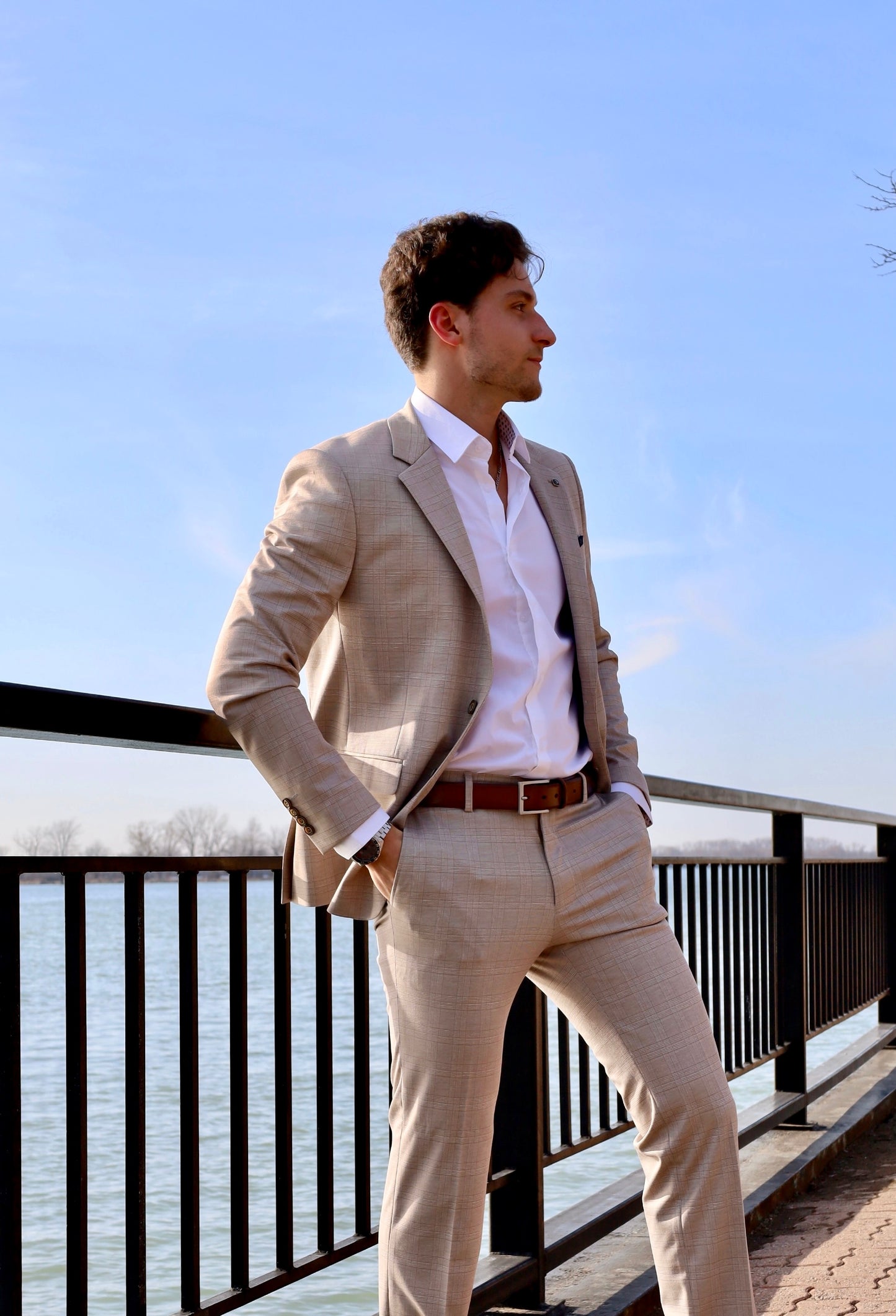 Alvin Checked Suit —Sable