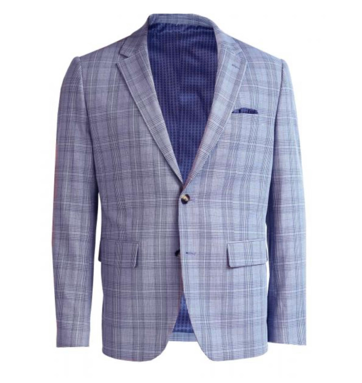Elton Checked Suit — Blue