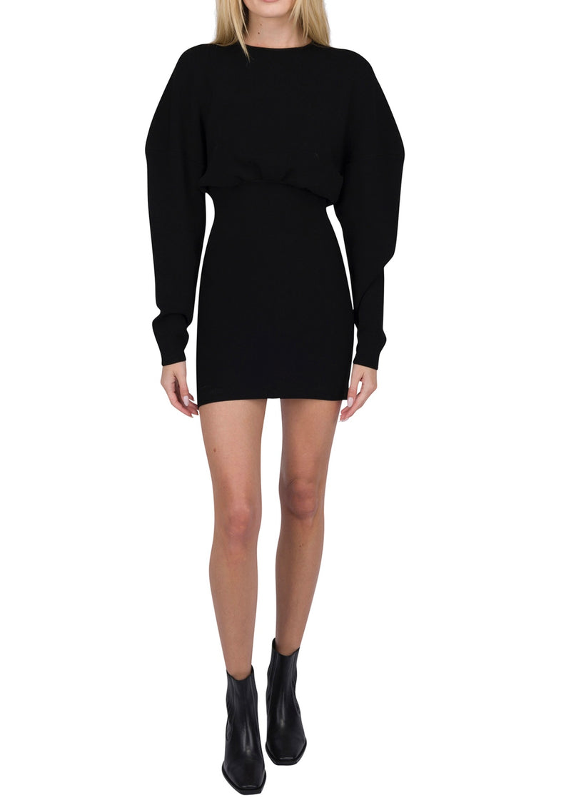 Bodycon Ribbed Sweater Dress — Black