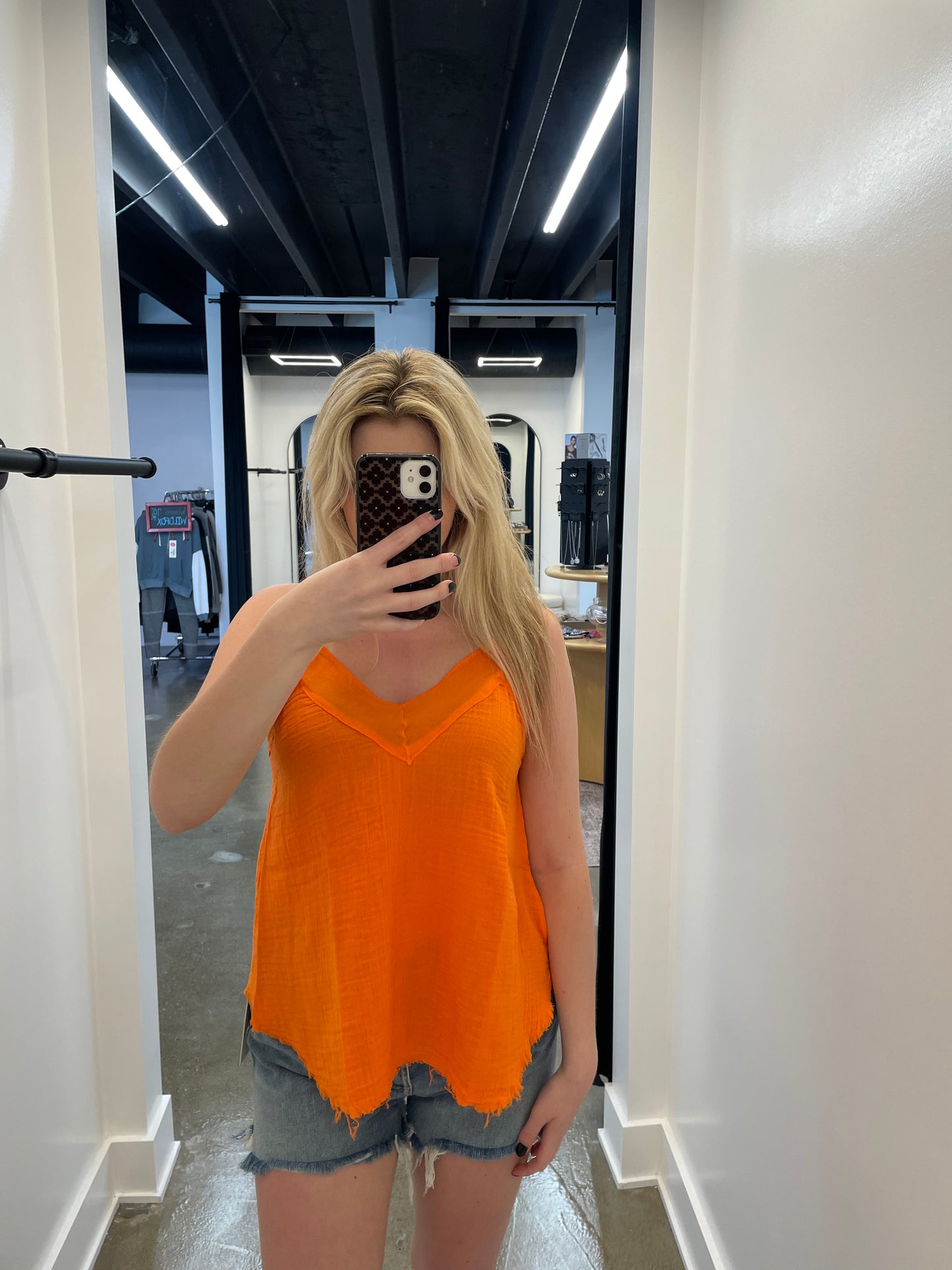 Cotton Solid Sexy Cami - Orange