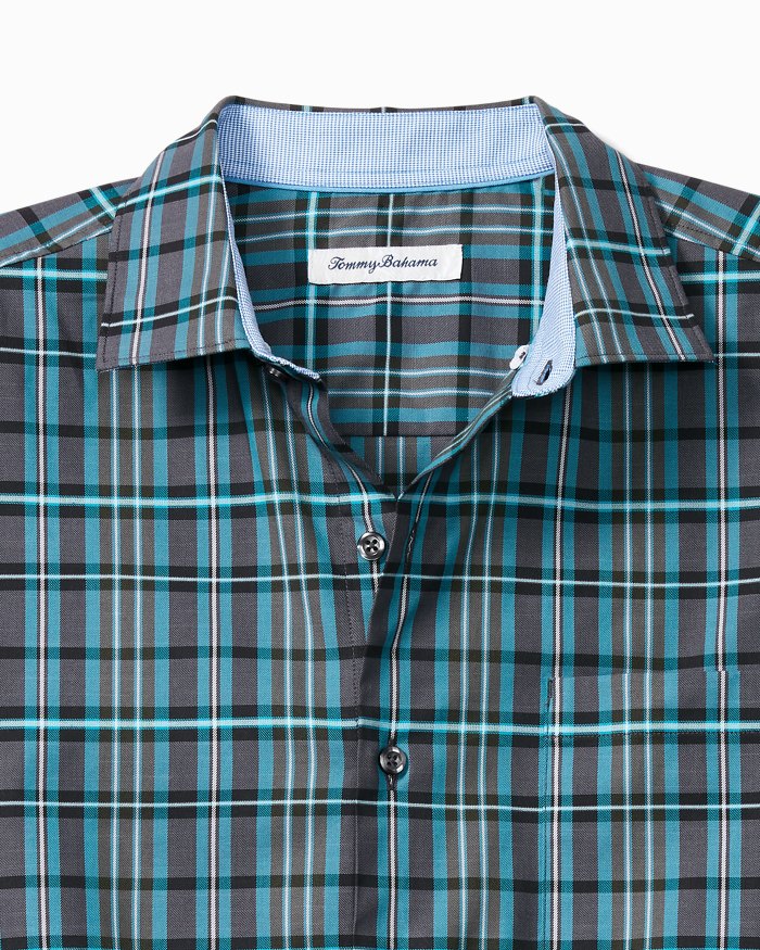 Lazlo Lux Vineyard Check Plaid Shirt — Teal