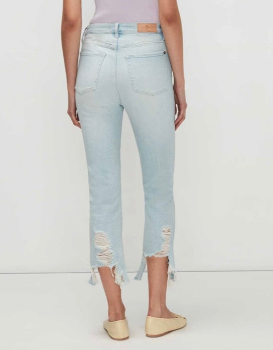 High Waist Slim Kick With Frayed Hem