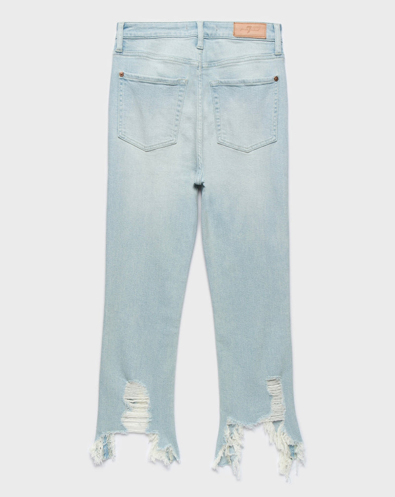 High Waist Slim Kick With Frayed Hem