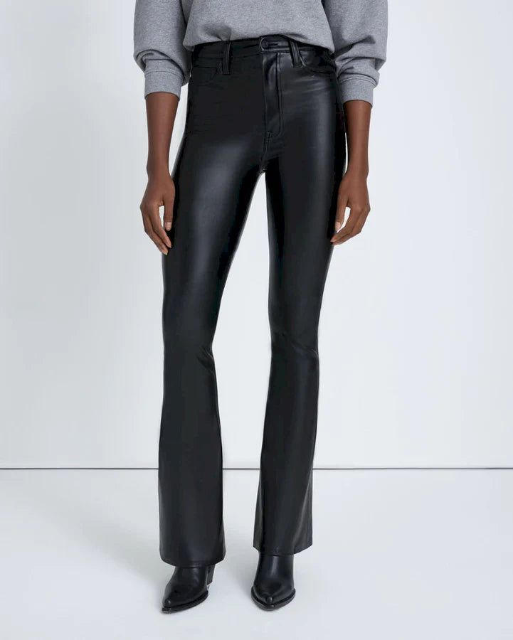 Faux Leather Ultra High Rise Skinny Boot in Black