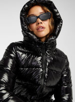 Black Shine Quilted Puffer