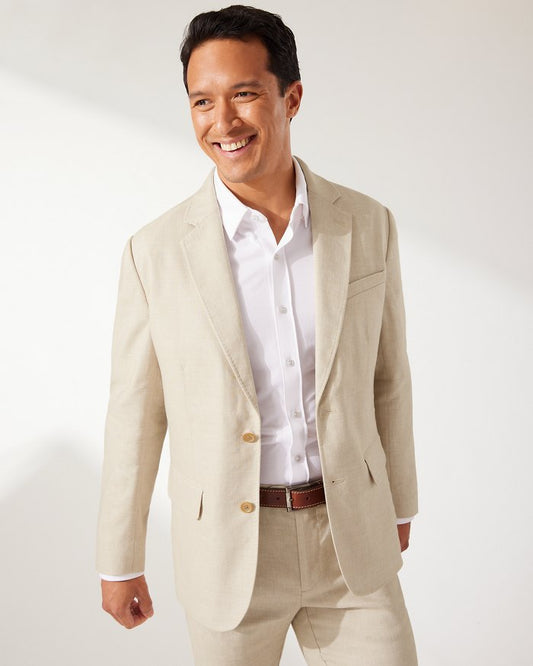 Lahaina Bay Linen-Blend Blazer — Khaki