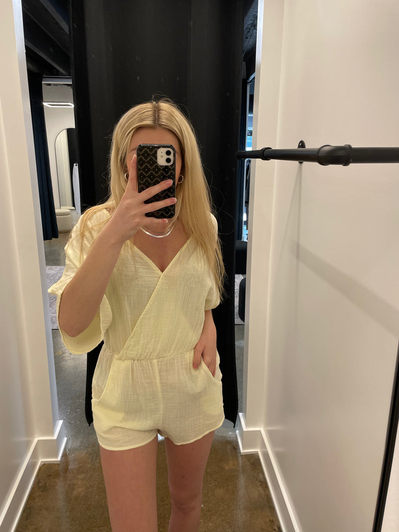 Cotton Solid Yellow Romper