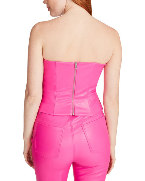 Milania Faux Leather Top — Pink