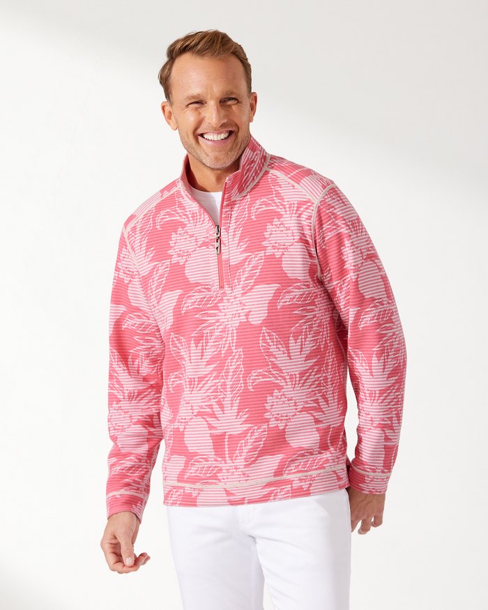 Costa Flora Reversible Half-Zip Sweatshirt — Pink