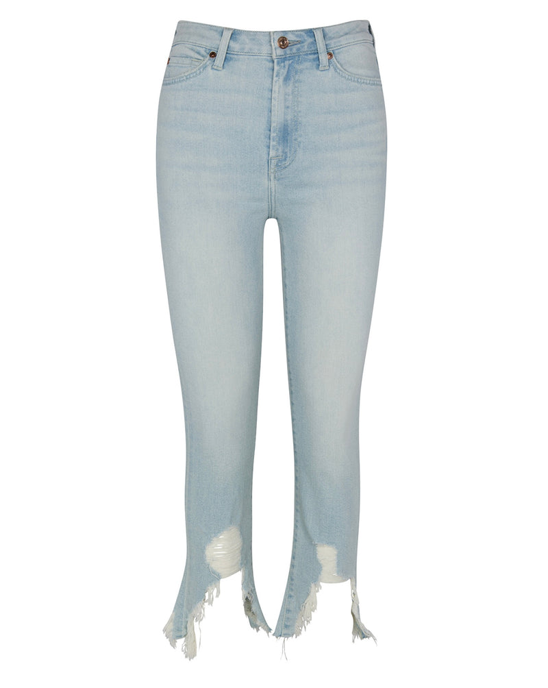 High Waist Slim Kick With Frayed Hem