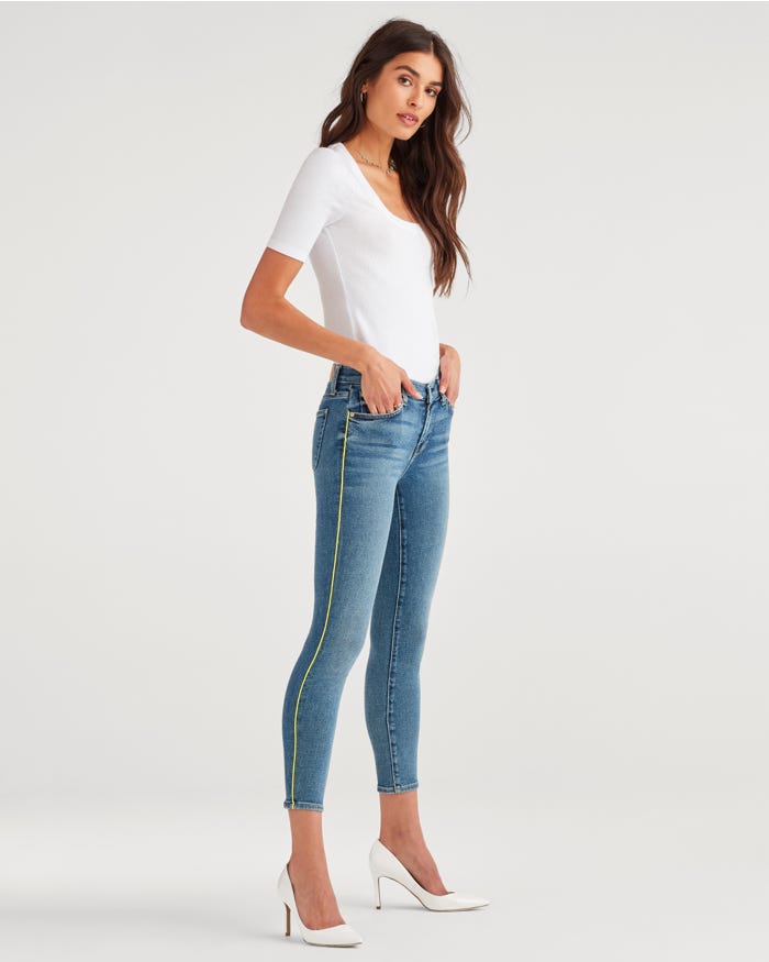 The Ankle Skinny with Neon Piping in Muse