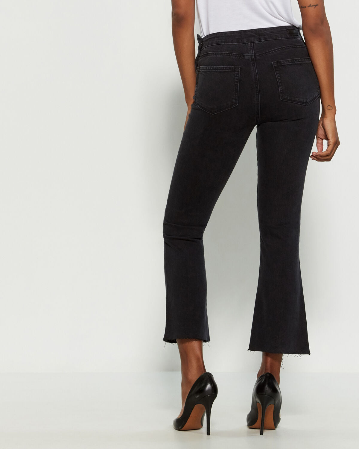 Colette Sash Waist Crop Flare Jeans In Ravenwood